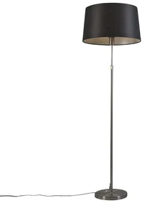 Stojaca lampa oceľ s tienidlom čierna 45 cm nastaviteľná - Parte