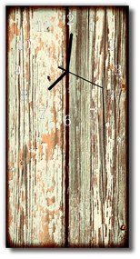 Sklenené hodiny vertikálne Retro hnedé drevo 30x60 cm