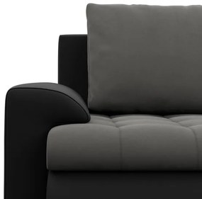 Sedacia súprava FORESTA v tvare U, pravá tmavosivá / čierna