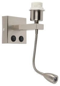 Moderná nástenná lampa oceľ s flexibilným ramenom - Brescia Combi