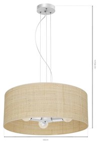 Závesné svietidlo Marshall, 1x ratanové tienidlo, (fi 50cm), w