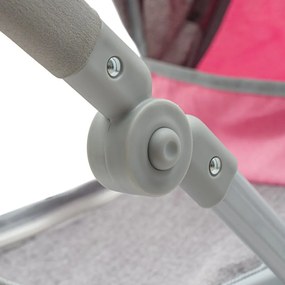 Baby Mix Kočík pre bábiky 2v1 Sophie ružovo-sivá, 63,5 x 37 x 63,5 cm