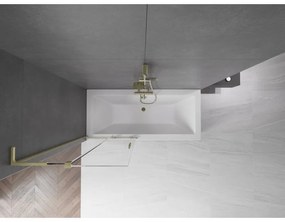Mexen Velar L, 2-krídlová posuvná vaňová zástena 85 x 150 cm, 8mm číre sklo, zlatý matný profil, 896-085-003-01-55