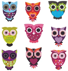 Samolepiaca dekorácia Owls, 30 x 30 cm