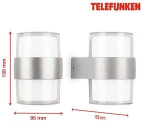 Telefunken 320404TF - LED vonkajšie nástenné svietidlo 2xLED/8W/230V IP44 matný chróm