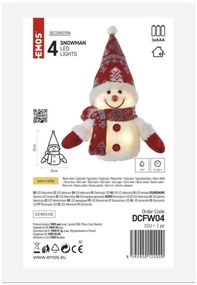 Emos LED vianočný snehuliak svietiaci, 25cm, 3xAAA, vnútorná, teplá biela DCFW04