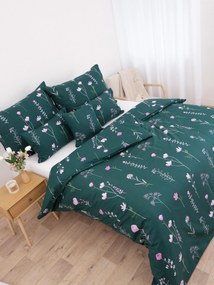 Predĺžené bavlnené obliečky Renforcé – Vlčie maky tmavo zelené