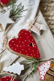IB Laursen Závesná vianočná ozdoba z mangového dreva HEART červená