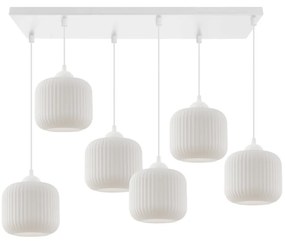Závesné svietidlo Riffle, 6x biele sklenené tienidlo, w