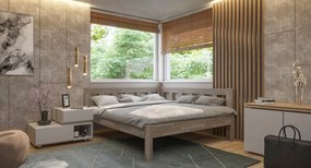 Rohová posteľ so zástenou vpravo Tema P 180x200 cm, šedý buk