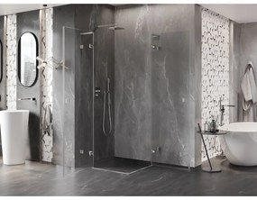 Mexen Lunar, L Duo výklopný sprchový kút 85 x 85 cm, 8mm číre sklo, oceľový profil, 834L-085L-085P-97-00