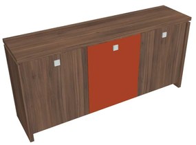 Nízka skriňa Verno 188 x 46 x 90 cm, kombinované dvere, orech / oranžová