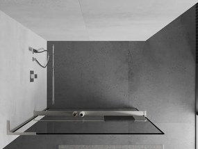 Mexen Kioto+ L, sprchová zástena Walk-In s poličkou a vešiakom 110 x 200 cm, 8mm číre sklo čierny vzor, brúsená oceľ profil, 800-110-123-97-70