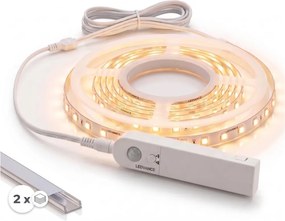 SADA 1x LED pásik so senzorom FLEX LED/3,6W/4xAA 2 m + 2x zabudovateľný profil 1 m