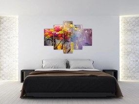 Obraz - Bicykel s kvetmi (150x105 cm)
