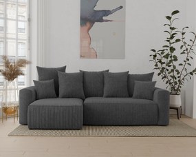 Rohová sedačka Denia (L) (tmavosivá). Akcia -20%. Vlastná spoľahlivá doprava až k Vám domov. 1133119