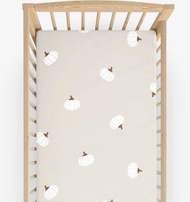 Goldea bavlnená napínacia plachta do detskej postieľky - tekvice na krémovom 70 x 140 cm