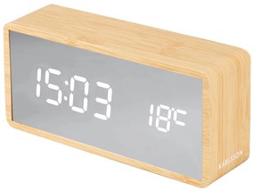 Dizajnový LED budík a stolové hodiny Karlsson KA5879WD s USB napájaním, bambusový dekór