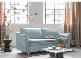 Svetlomodrá zamatová rozkladacia pohovka 225 cm Charming Charlie – Miuform