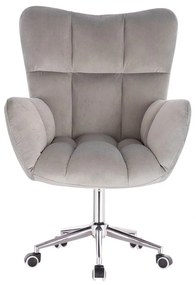 LuxuryForm DESIGN Kreslo AURORA VELUR na striebornej podstave s kolieskami - svetlo šedé
