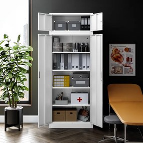 Kovová šatníková skriňa do šatní a chodieb JAN Compact 1750 x 800 x 400 mm, biela