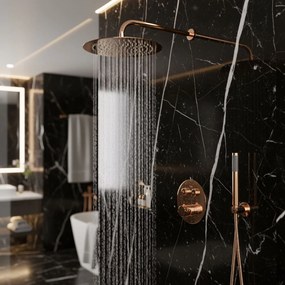Sprchový komplet REA LUNGO DIAMOND + BOX s termostatickou podomietkovou batériou, meď lesk