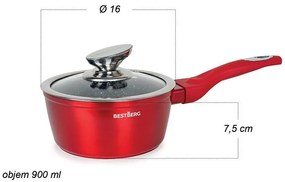 MEGAKOMBO Multifunkčný kuchynský robot BestBerg BBR-1900R + 15dielna sada riadu s mramorovým povrchom BestBerg BBN-1015R / červená