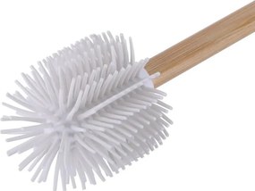 Erga Bambo, náhradná WC kefa so silikónovou hlavou a bambusovou rúčkou, 34 cm, biela / bambus, ERG-YKA-V.WCZ-BAMBO-WHT-SILKA