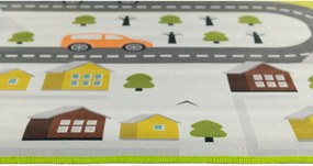 Detský koberec KIDS-35 Crystal Print sivý obdĺžnikový – hry a vozidlá Rozmer: 80x150 cm