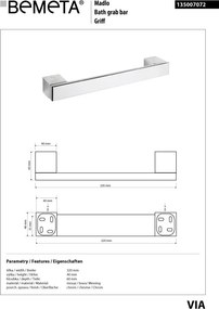 Bemeta Design VIA: Madlo, 320 mm - 135007072