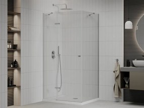 Mexen Roma, sprchovací kút 110 (dvere) x 90 (stena) cm, 6mm číre sklo, chrómový profil + slim sprchová vanička 5cm, 854-110-090-01-00-4010