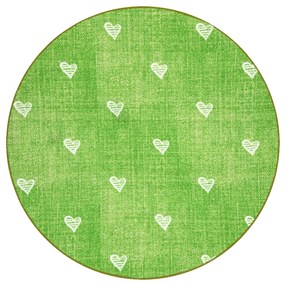 Okrúhly koberec pre deti HEARTS Jeans, vintage srdce - zelená Veľkosť: kruh 200 cm