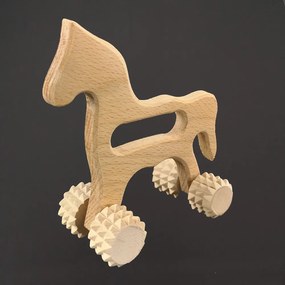 AMADEA Drevená masážna pomôcka koník, masívne drevo, 15 cm