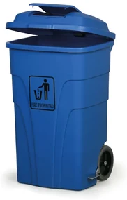 Plastový odpadkový kôš na kolieskach kôš, 120 l, modrý