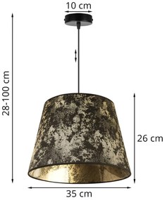 Závesné svietidlo WERONA 2, 1x čierne/zlaté textilné tienidlo, G, S