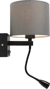 Moderná nástenná lampa čierna so sivým tienidlom - Brescia