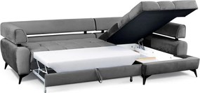 Rohová sedacia súprava Paris, stredne šedá látka, pravý roh