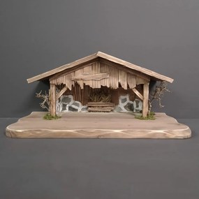 AMADEA Drevený betlehem šedohnedý BEZ FIGURÍK 45 cm