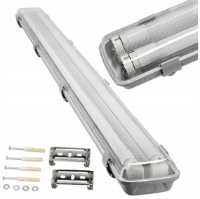 BERGE Hermetické svietidlo 120cm + 2x LED trubica neutrálna biela