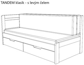BMB TANDEM KLASIK s roštom a úložným priestorom 90 x 200 cm - rozkladacia posteľ z lamina vysoká ľavá, lamino
