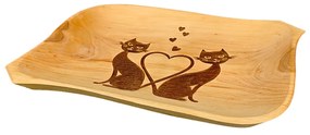 AMADEA Dřevěný servírovací podnos kočky, masivní dřevo, 26 cm