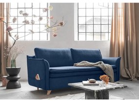Tmavomodrá zamatová rozkladacia pohovka 225 cm Charming Charlie – Miuform