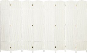 HOMCOM 8-panelový paraván 320 × 170 cm – skladací paraván z borovicového dreva, biely | Aosom