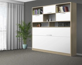 Nabytekmorava Sklápacia posteľ VS1056 MAX, 200x90cm farba lamina: agát/biele dvere, Varianta dverí: lesklé