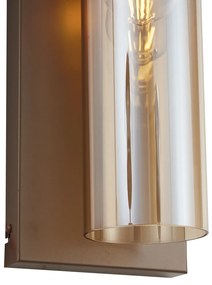 Hotelová elegantná nástenná lampa tmavý bronz s jantárovým sklom - Stavelot