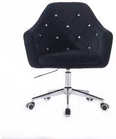 LuxuryForm DESIGN Kreslo ROMA VELUR na striebornej podstave s kolieskami - čierne