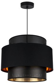 Závesné svietidlo Asti, 1x PVC/čierne textilné tienidlo, (fi 35cm), g/c