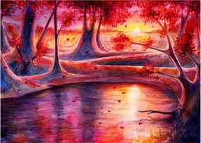 Sklenený obraz čarovného lesa (70x50 cm)