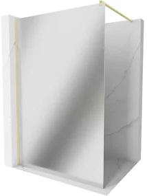 Mexen Kioto, sprchová zástena Walk-In 90 x 200 cm, 8mm sklo vzor zrkadlo, zlatý matný profil, 800-090-101-55-50