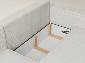 Krémovobiela menčestrová rozkladacia/s úložným priestorom rohová pohovka (ľavý roh/do L) Tonga – Maison de Rêve